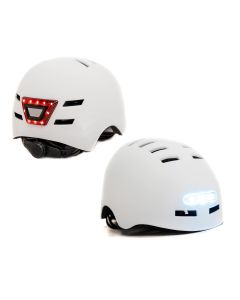 Busbi Adult Helmet with Rechargeable Front and Rear Light - Large White