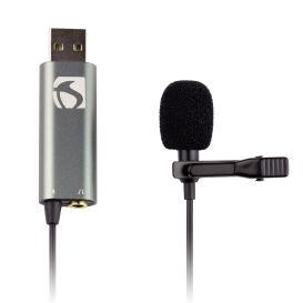 PDT Industry Standard Sound ISSLM420H USB Lapel Clip On Microphone With Headphone Input