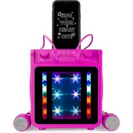 PDT RockJam 10-Watt Rechargeable Bluetooth Karaoke Machine with Two Microphones, Voice Changing Effects & LED Lights