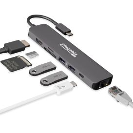 Plugable Technologies USBC-7IN1E notebook dock/port replicator Wired USB 3.2 Gen 1 (3.1 Gen 1) Type-C Black