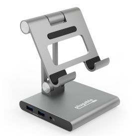 Plugable USB-C Dock with Stand 100W Hub, for Windows iPadOS, Phones and Tablets