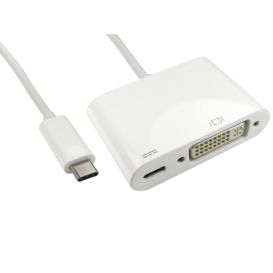 CMS Cables 15cm Leaded USB Type-C to DVI Adapter with PD Function