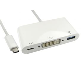 CMS Cables 15cm Leaded USB Type-C to DVI & USB Adapter with PD Function