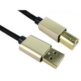 CMS Cables 1.8m USB 2.0 Type A (M) to Type B (M) Braided Cable with Gold Hoods