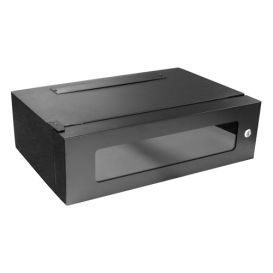 Cablenet 4u x 450mm Deep Lockable Wall Box 19inch Black Glass Door