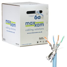Cablenet Cat6a Ice Blue F/FTP LSOH 23AWG Solid CPR B2ca Cable 305m Reel in Box