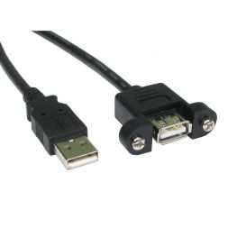 CMS Cables USB 2.0 Type A Male to Type A Female Panel Mount Cable